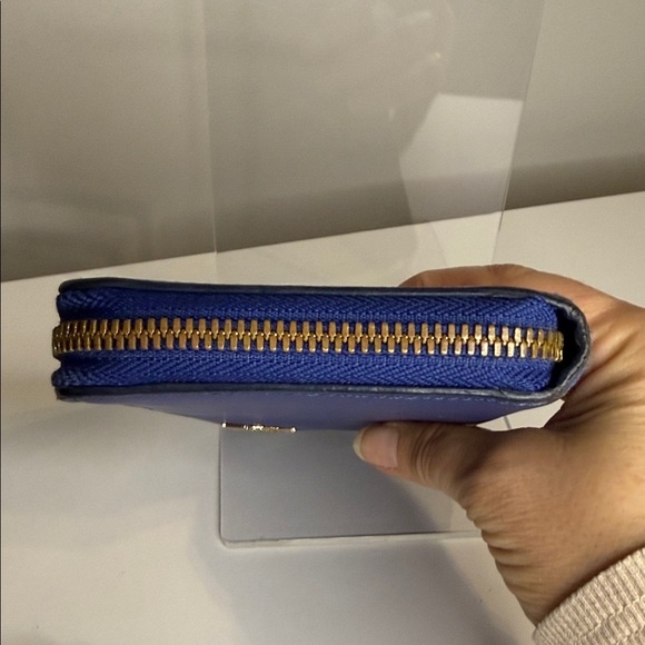 MCM Blue Saffiano Leather Wallet with Gold Accents - Picture 6 of 16